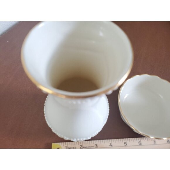 Lenox Vases And Bowl Rose Blossom‎ Porcelain 24k Gold Rimmed Ivory Colored EUC - Picture 2 of 10